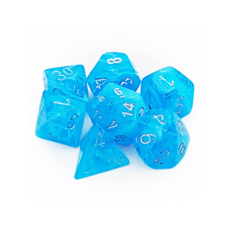Chessex Luminary Polyhedral 7-Die Set - Sky w/silver