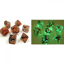Chessex Lab Dice 4 - 7 Die Set Nebula Copper Matrix/Orange Luminary