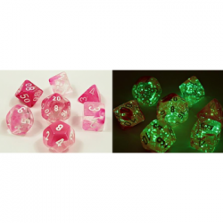 Chessex Lab Dice 4 - 7 Die Set Gemini Clear-Pink/white Luminary