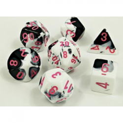 Chessex Lab Dice 4 - 7 Die Set Gemini Black-White/pink
