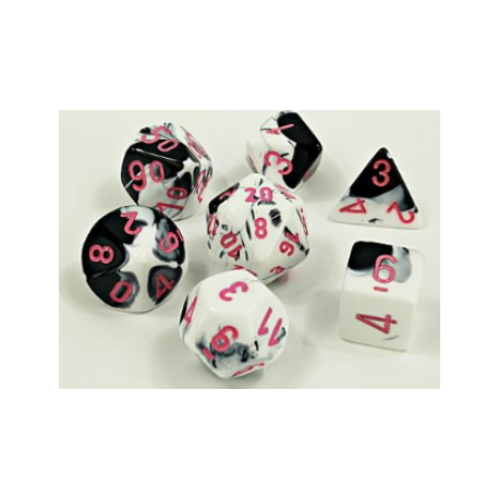 Chessex Lab Dice 4 - 7 Die Set Gemini Black-White/pink
