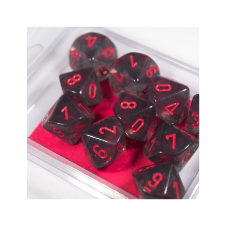 Chessex Translucent Polyhedral Ten d10 Set - Smoke/red