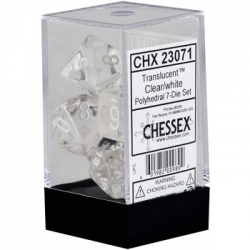 Chessex Translucent Polyhedral 7-Die Set - Clear/white