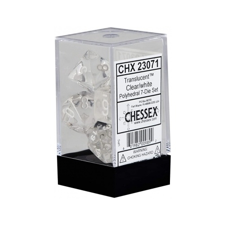 Chessex Translucent Polyhedral 7-Die Set - Clear/white