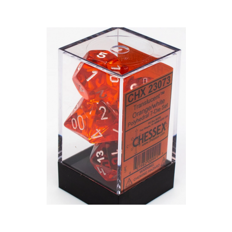 Chessex Translucent Polyhedral 7-Die Set - Orange/white
