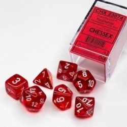 Chessex Translucent Polyhedral 7-Die Set - Red/white