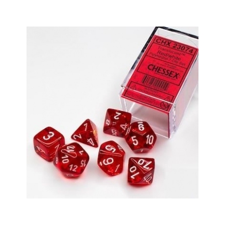 Chessex Translucent Polyhedral 7-Die Set - Red/white