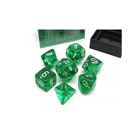 Chessex Translucent Polyhedral 7-Die Set - Green/white