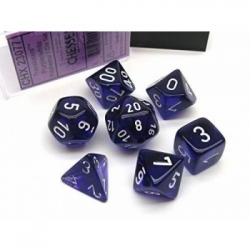 Chessex Translucent Polyhedral 7-Die Set - Purple/white
