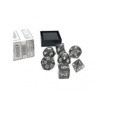 Chessex Translucent Polyhedral 7-Die Set - Smoke/white
