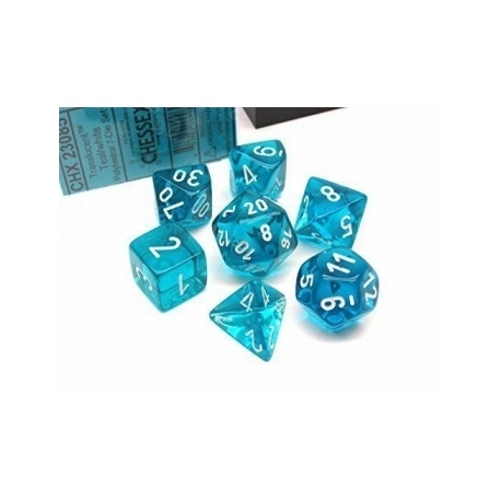 Chessex Translucent Polyhedral 7-Die Set - Teal/white