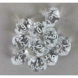 Chessex Translucent Polyhedral Ten d10 Set - Clear/white