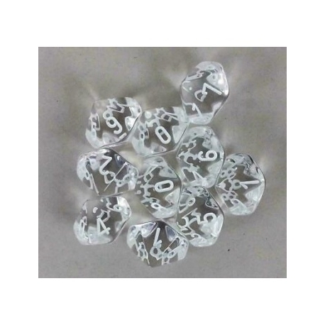 Chessex Translucent Polyhedral Ten d10 Set - Clear/white