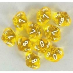 Chessex Translucent Polyhedral Ten d10 Set - Yellow/white