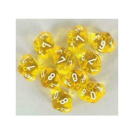 Chessex Translucent Polyhedral Ten d10 Set - Yellow/white