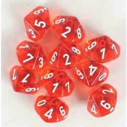 Chessex Translucent Polyhedral Ten d10 Set - Orange/white