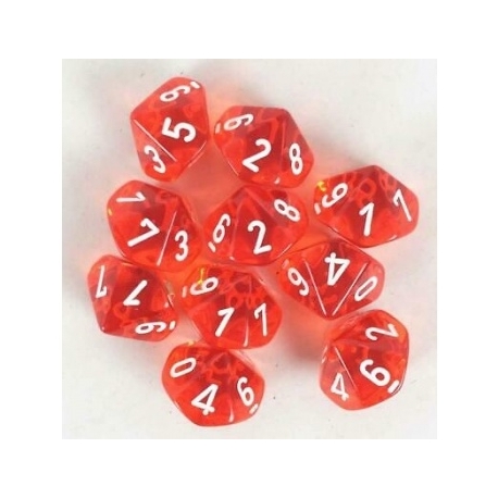 Chessex Translucent Polyhedral Ten d10 Set - Orange/white