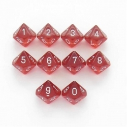 Chessex Translucent Polyhedral Ten d10 Set - Red/white