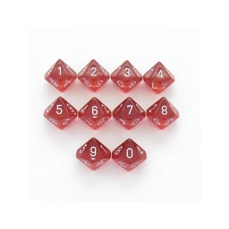 Chessex Translucent Polyhedral Ten d10 Set - Red/white