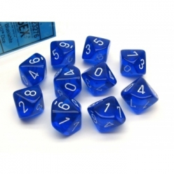 Chessex Translucent Polyhedral Ten d10 Set - Blue/white
