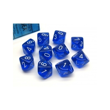 Chessex Translucent Polyhedral Ten d10 Set - Blue/white