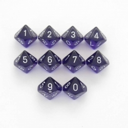 Chessex Translucent Polyhedral Ten d10 Set - Purple/white