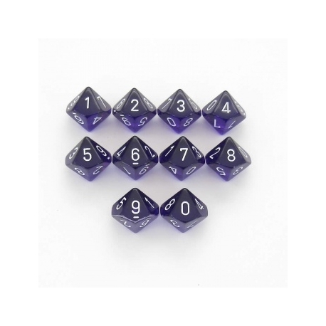 Chessex Translucent Polyhedral Ten d10 Set - Purple/white