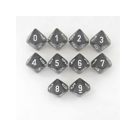 Chessex Translucent Polyhedral Ten d10 Set - Smoke/white
