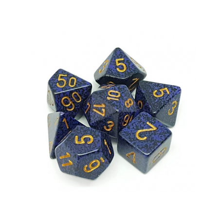 Chessex Speckled Polyhedral 7-Die Set - Golden Cobalt