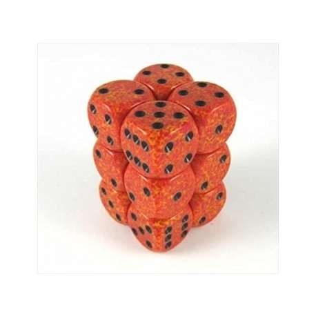 Chessex Speckled 16mm d6 with pips Dice Blocks (12 Dice) - Fire