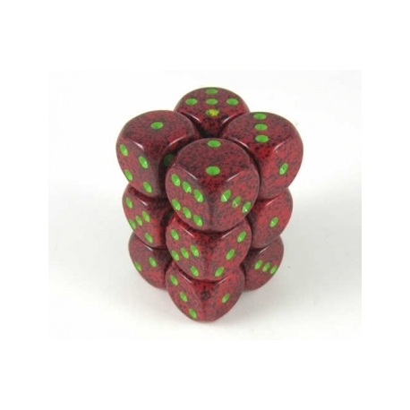 Chessex Speckled 16mm d6 with pips Dice Blocks (12 Dice) - Strawberry