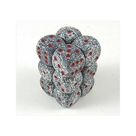 Chessex Speckled 16mm d6 with pips Dice Blocks (12 Dice) - Granite