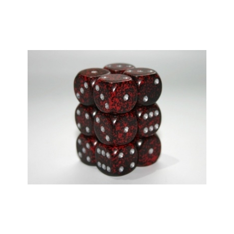 Chessex Speckled 16mm d6 with pips Dice Blocks (12 Dice) - Silver Volcano