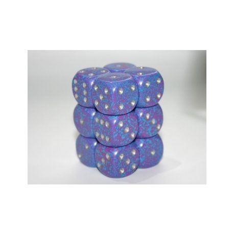 Chessex Speckled 16mm d6 with pips Dice Blocks (12 Dice) - Silver Tetra