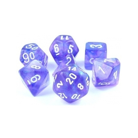 Chessex Borealis Polyhedral Purple/white Luminary 7-Die Set