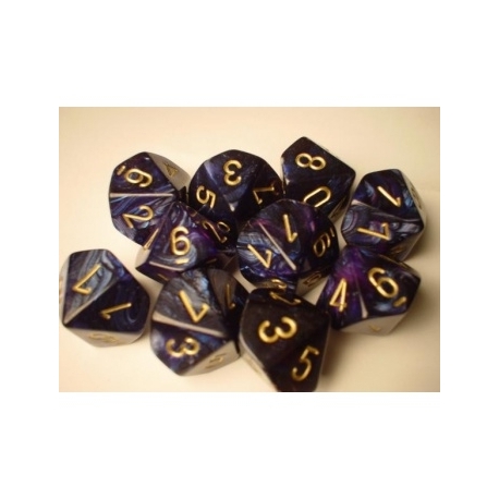 Chessex Ten D10 Sets - Scarab Royal Blue w/gold