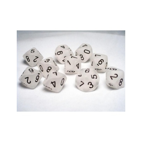 Chessex Ten D10 Sets - Frosted Clear w/black