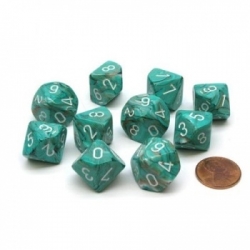 Chessex Ten D10 Sets - Marble OxiCopper/white