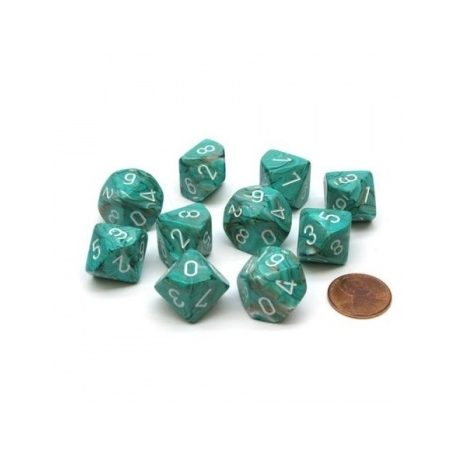 Chessex Ten D10 Sets - Marble OxiCopper/white