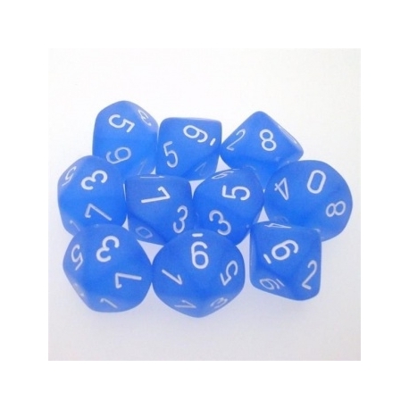 Chessex Ten D10 Sets - Frosted Blue w/white