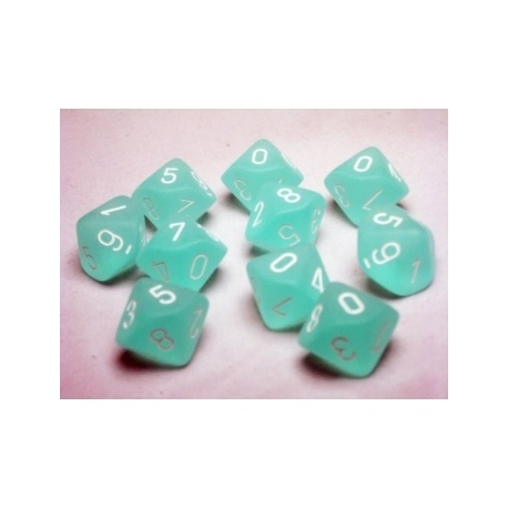 Chessex Ten D10 Sets - Frosted Caribbean Blue w/white