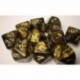Chessex Ten D10 Sets - Leaf Black Gold w/silver