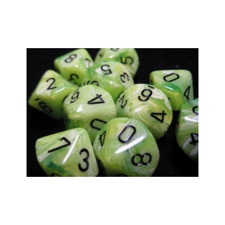 Chessex Ten D10 Sets - Vortex Bright Green w/black