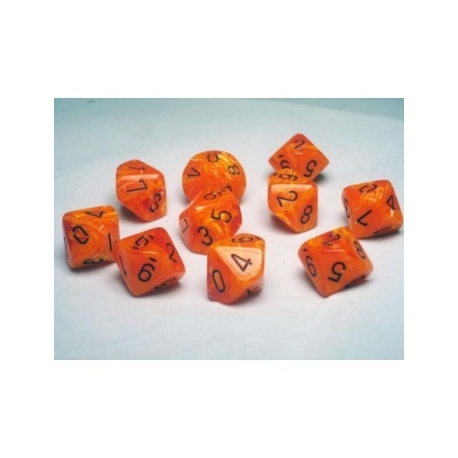 Chessex Ten D10 Sets - Vortex Orange w/black