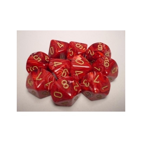 Chessex Ten D10 Sets - Vortex Burgundy w/gold