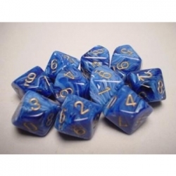 Chessex Ten D10 Sets - Vortex Blue w/gold