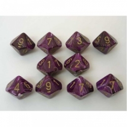 Chessex Ten D10 Sets - Vortex Purple w/gold