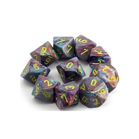 Chessex Ten D10 Sets - Festive Mosaic/yellow