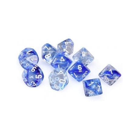 Chessex Ten D10 Sets - Nebula Dark Blue w/white