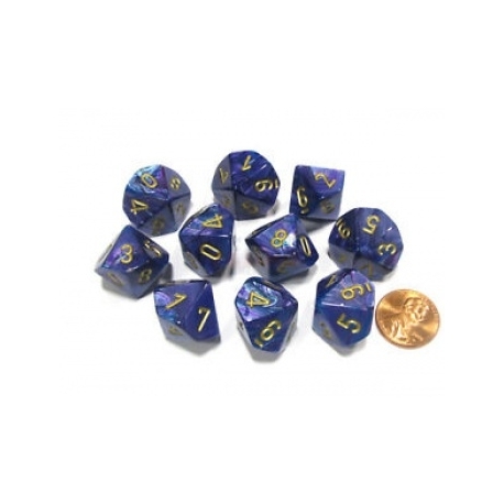 Chessex Ten D10 Sets - Lustrous Purple w/gold